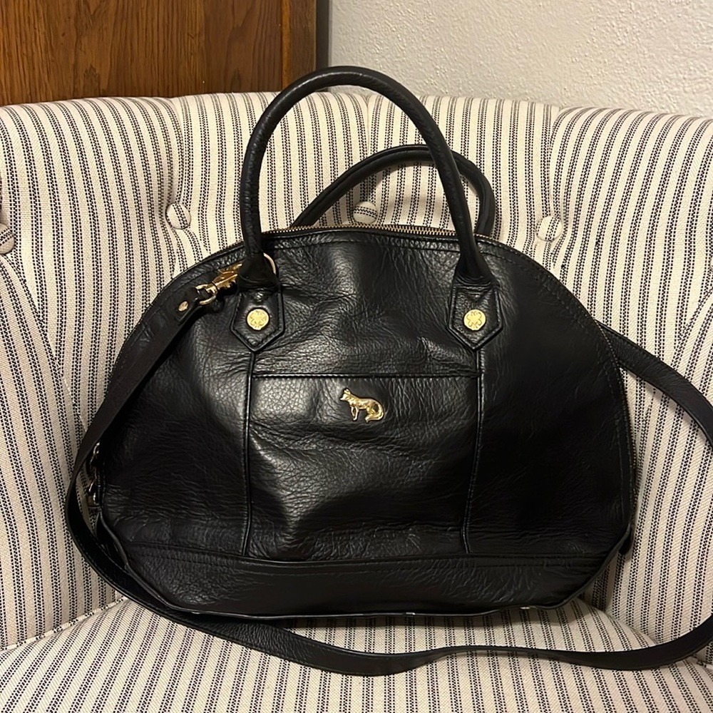Emma Fox black leather satchel